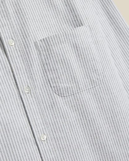 Portuguese Flannel BRUSHED OXFORD STRIPE L/S SHIIRT Moss Green