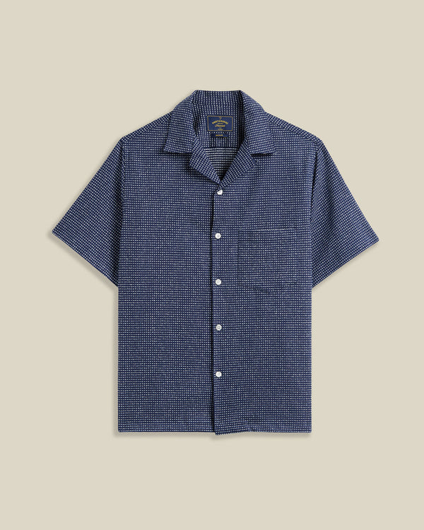 Portuguese Flannel DOTS S/S SHIRT Navy — Portuguese Flannel