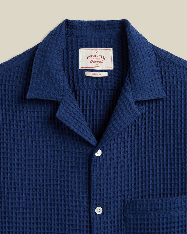 Portuguese Flannel HONEY COMB S/S SHIRT Blue