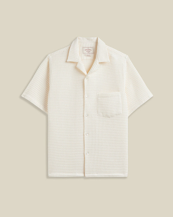 Portuguese Flannel HONEY COMB S/S SHIRT White — Portuguese Flannel