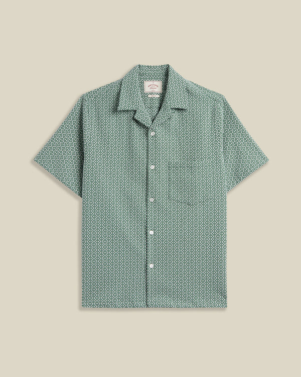 Portuguese Flannel PORTUGUESE TILE S/S SHIRT Green — Portuguese Flannel