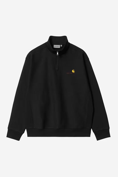 Pull Carhartt Wip HALF ZIP AMERICAN SCRIPT SWEAT Black