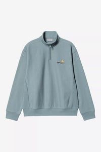 Pull Carhartt Wip HALF ZIP AMERICAN SCRIPT SWEAT Citadel