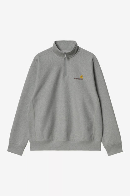 Pull Carhartt Wip HALF ZIP AMERICAN SCRIPT SWEAT Grey Heather