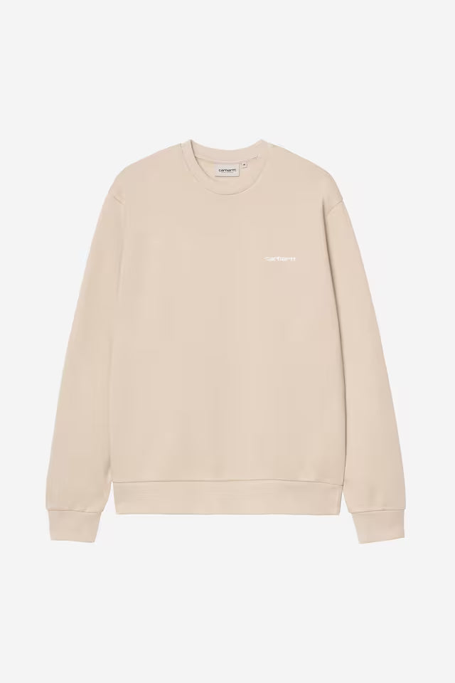 Pull Carhartt Wip SCRIPT EMBROIDERY SWEAT Fleur De Sel White