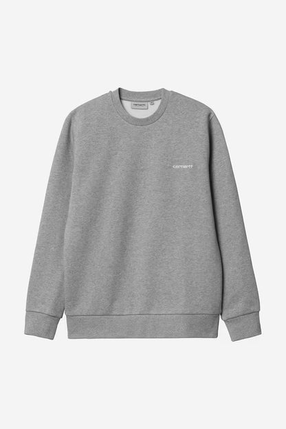 Pull Carhartt Wip SCRIPT EMBROIDERY SWEAT Grey Heather White