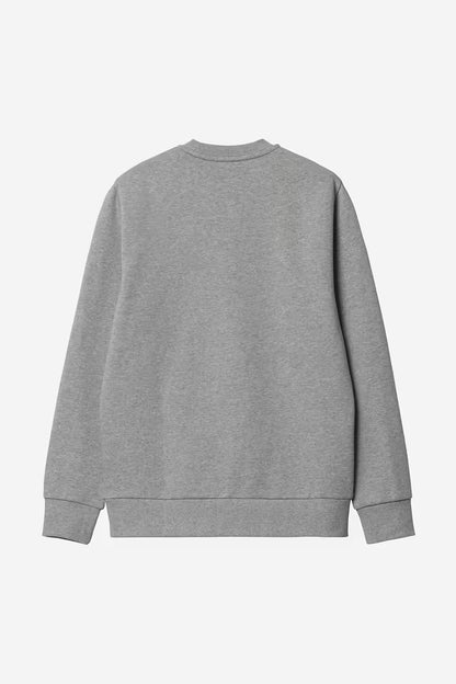 Pull Carhartt Wip SCRIPT EMBROIDERY SWEAT Grey Heather White