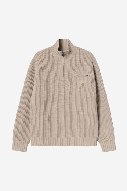 Pull Carhartt Wip DETROIT HALF ZIP SWEATER Fleur de Sel