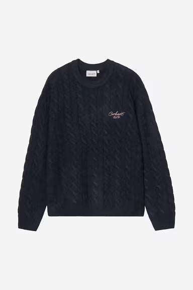 Pull Carhartt Wip SIGNATURE SWEATER Deep Night Glassy Pink