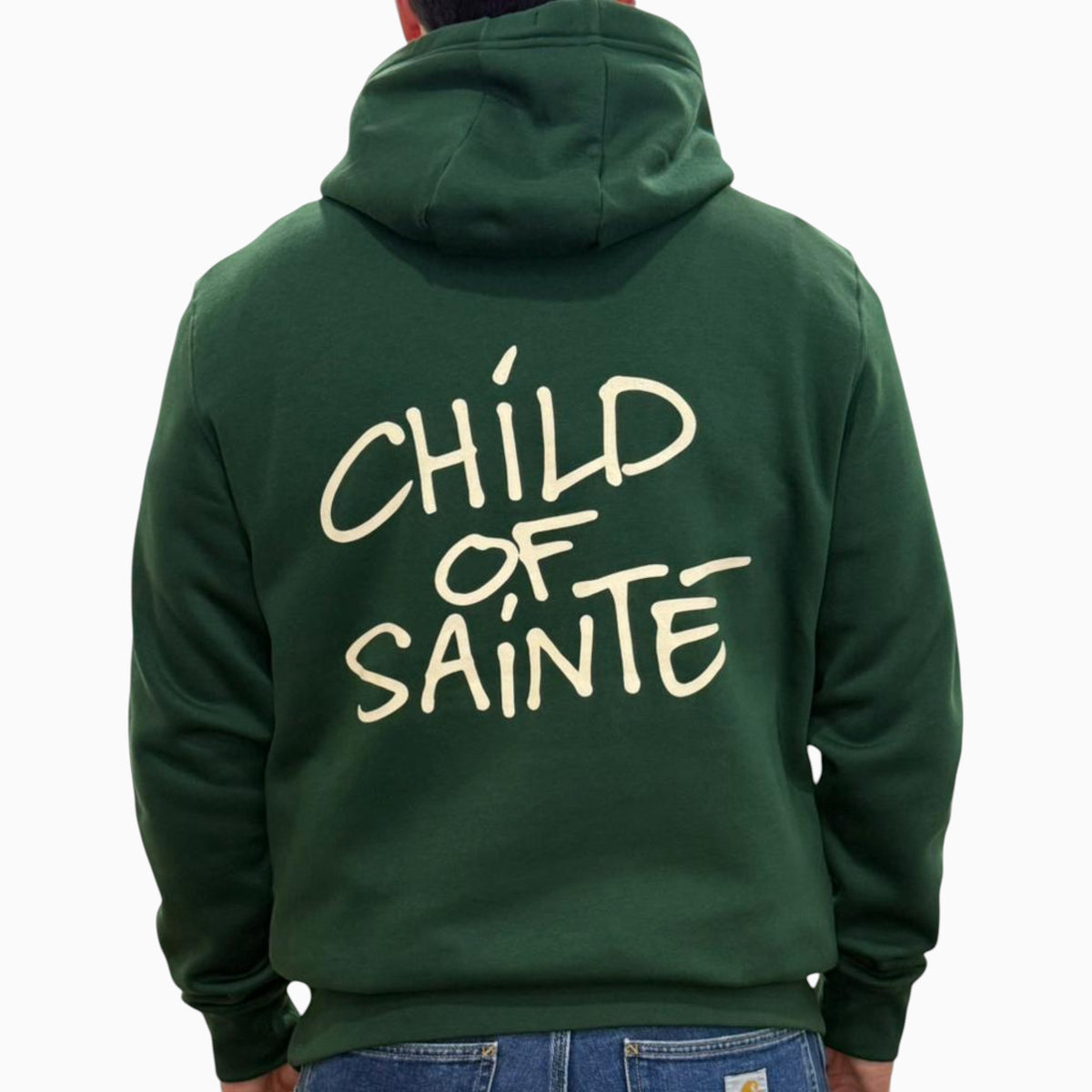 Child Hoodie Green Natural