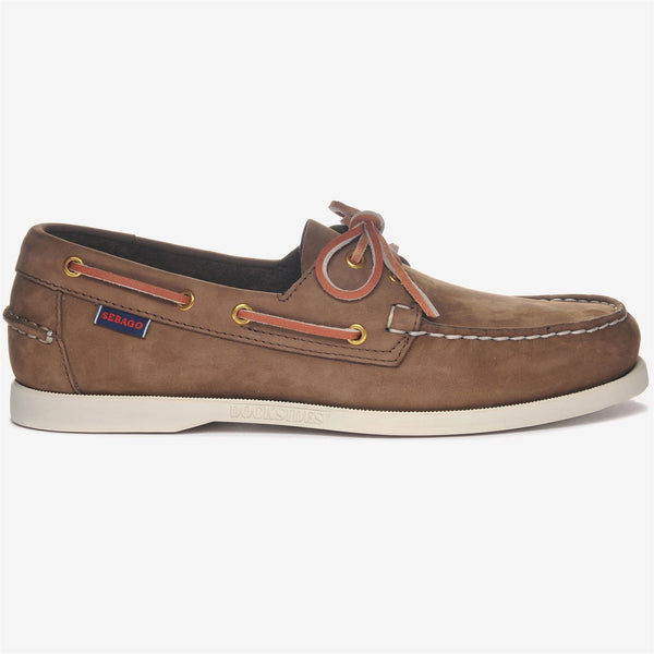 SEBAGO DOCKSIDES PORTLAND NUBUCK BROWN DK-YELLOW GOLD — Sebago