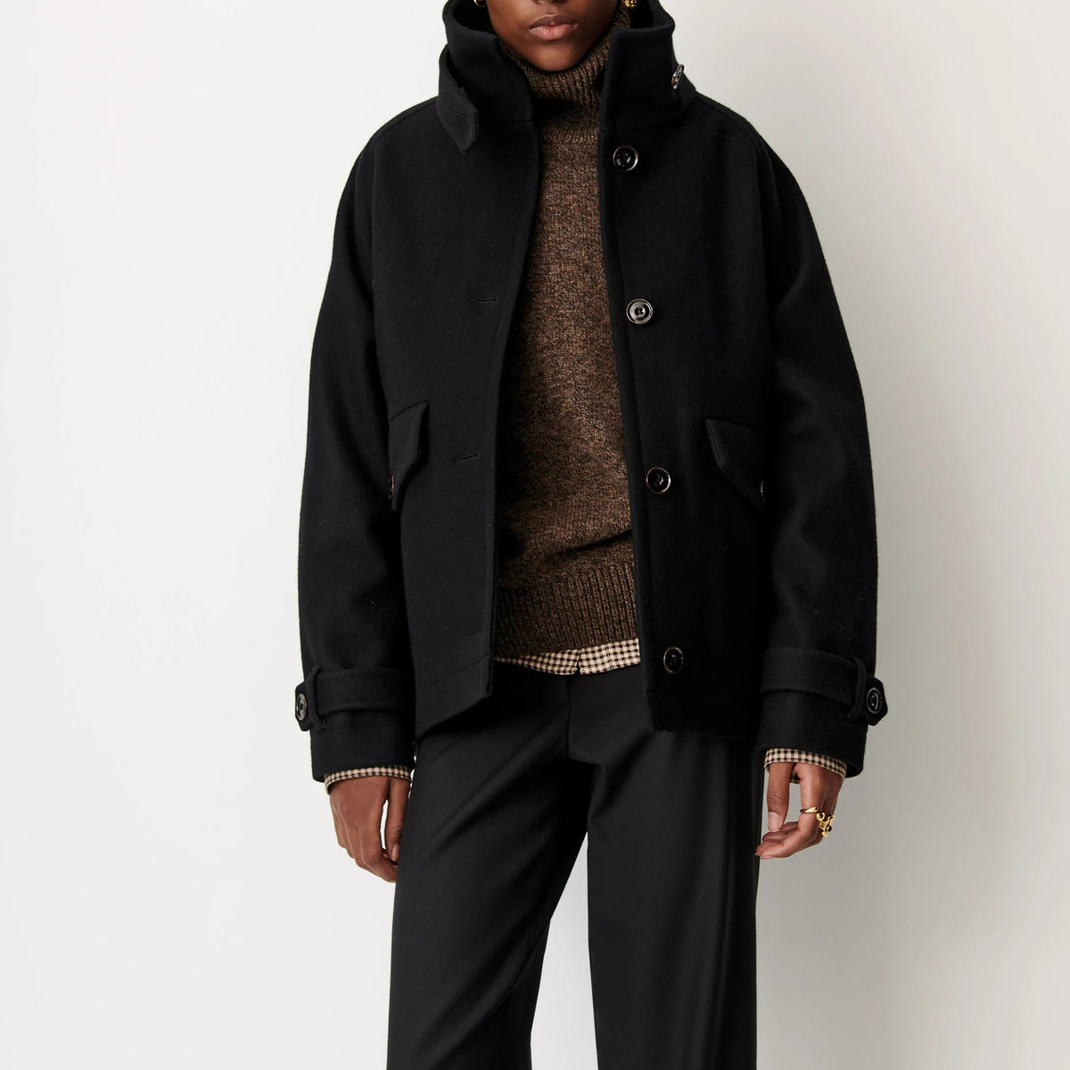 Sessun Manteau Lee wooly Black