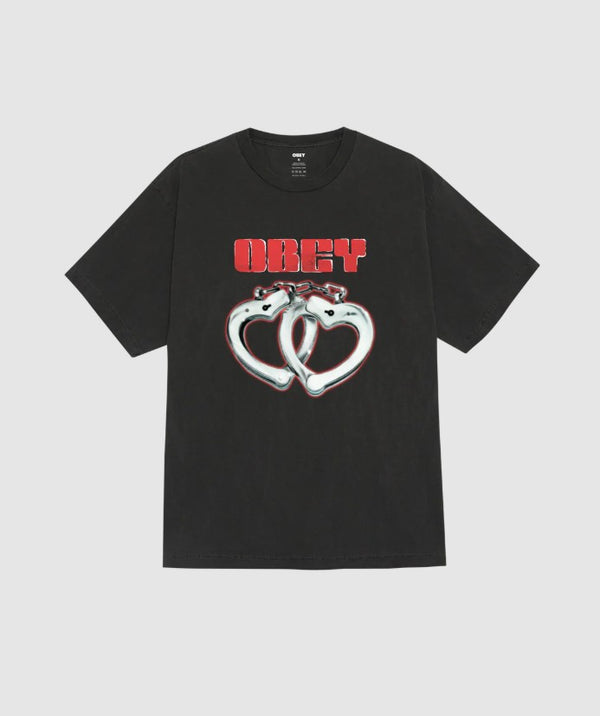 T SHIRT OBEY CUFFS Pigment Dusty Black — Obey