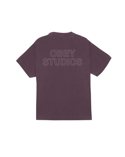 T SHIRT OBEY STUDIOS OUTLINE Pigment Plum Perfect