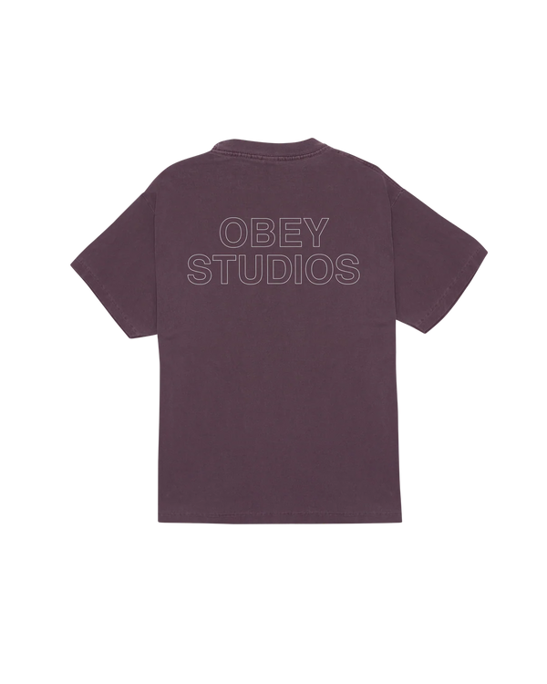 T SHIRT OBEY STUDIOS OUTLINE Pigment Plum Perfect — Obey