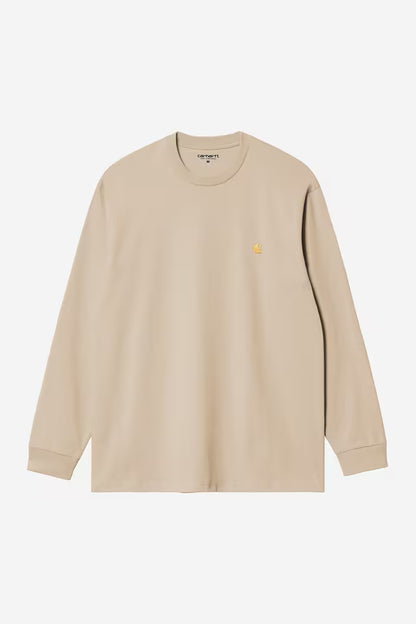 T Shirt Carhartt Wip CHASE L/S TEE Fleur De Sel Gold