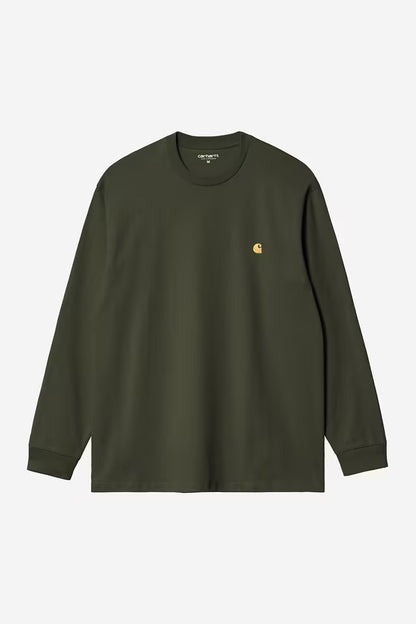 T Shirt Carhartt Wip CHASE L/S TEE Olive Gold