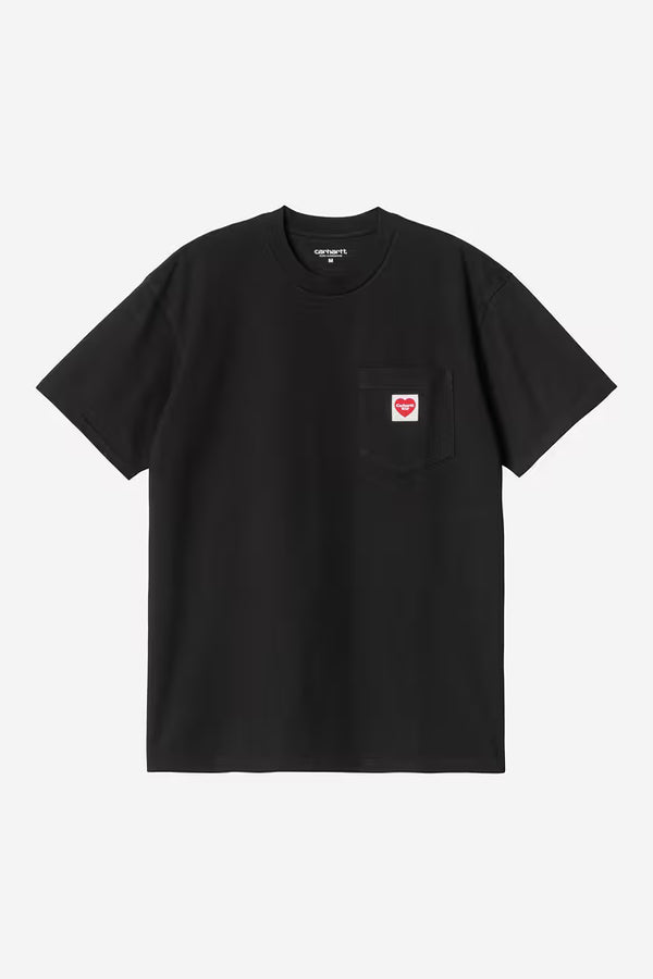 T Shirt Carhartt Wip POCKET HEART S/S TEE Black Red — Carhartt wip