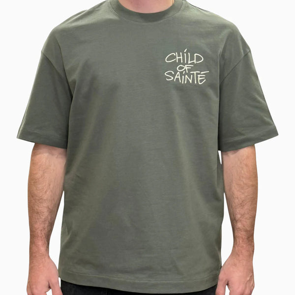 T Shirt Saint-Etienne Child Of Sainté HEART EMB Khaki/Beige — Child Of Sainté