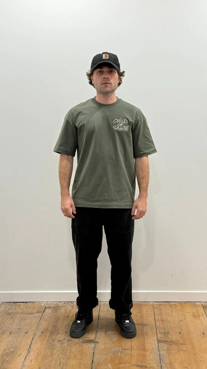 T Shirt Saint-Etienne Child Of Sainté HEART EMB Khaki/Beige