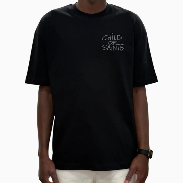 T Shirt Saint-Etienne Child Of Sainté HEART EMB Noir/Anthracite — Child Of Sainté
