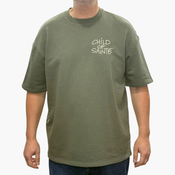 T Shirt Saint-Etienne Child Of Sainté SUPA HEAVY Khaki/Beige — Child Of Sainté