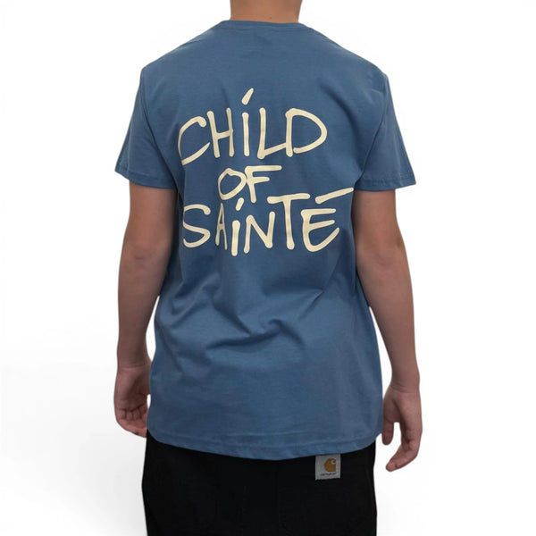 T Shirt Saint-Etienne Child Of Sainté BACK COS Stone Blue/Natural — Child Of Sainté
