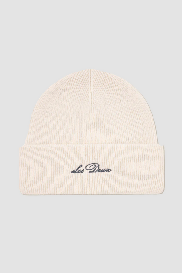 Wayne Embroidered Beanie Yvory — Les Deux