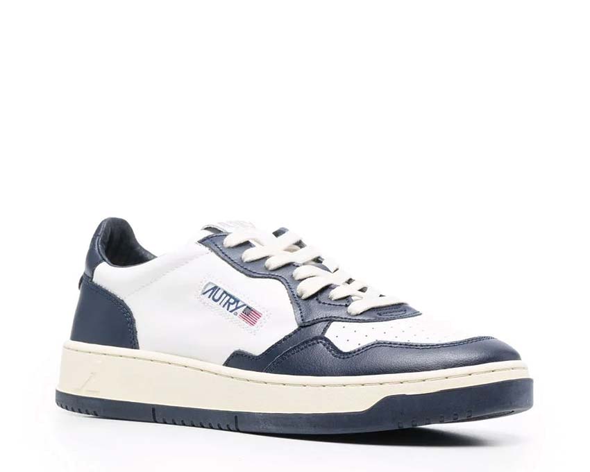 Autry MEDALIST LOW Cuir Blanc et Bleu