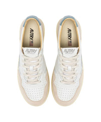 Autry MEDALIST LOW Cuir et Suede Blanc et Silver Blue