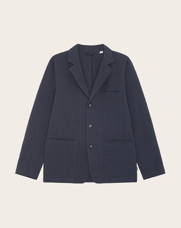 Les Deux Seersucker Blazer Dark Navy — Les Deux
