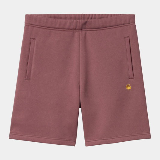 Short Carhartt Wip CHASE SWEAT SHORT Dusty Fushia Gold