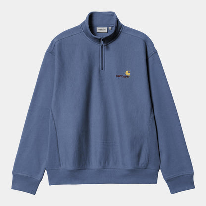 Pull Carhartt Wip HALF ZIP AMERICAN SCRIPT SWEAT Blue Iris