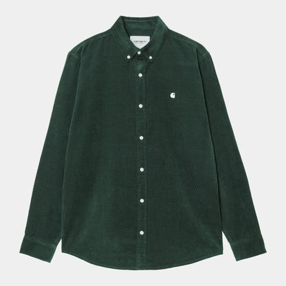 Chemise Carhartt Wip MADISON FINE CORD L/S SHIRT Conifer Wax