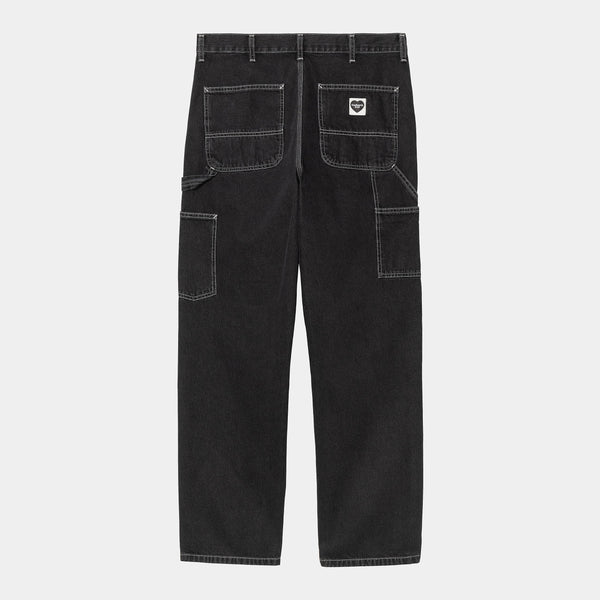 Jean Carhartt Wip SINGLE KNEE PANT Black Stone Wash Heart — Carhartt wip