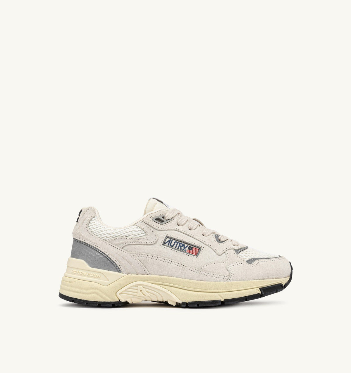 AUTRY BASKETS HYPERWAY EN MESH ET DAIM BLANC ET ARGENT