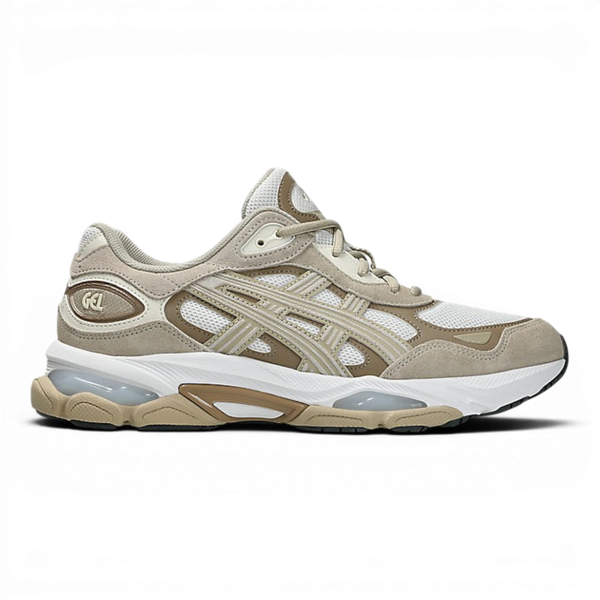 Uptown Asics GEL NYC 2.0 white and feather grey suede and mesh running shoes with GEL cushioning. — Asics