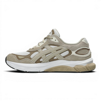 Uptown Asics GEL NYC 2.0 white and feather grey suede and mesh running shoes with white midsole.