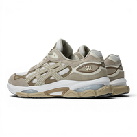 Uptown Asics GEL NYC 2.0 white and feather grey suede and mesh running shoes with GEL cushioning.