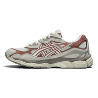 Uptown Asics GEL NYC sneaker in cream and umeboshi red with mesh and suede layered upper and cushioned sole