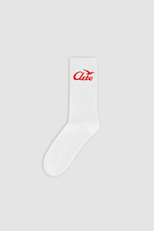 Bird Logo Socks White