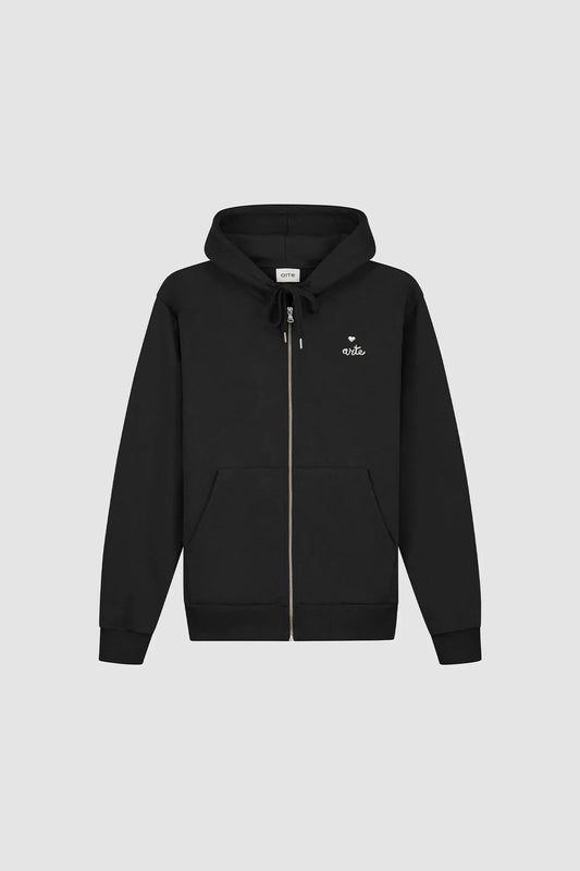 Heart Zip Hoodie Black